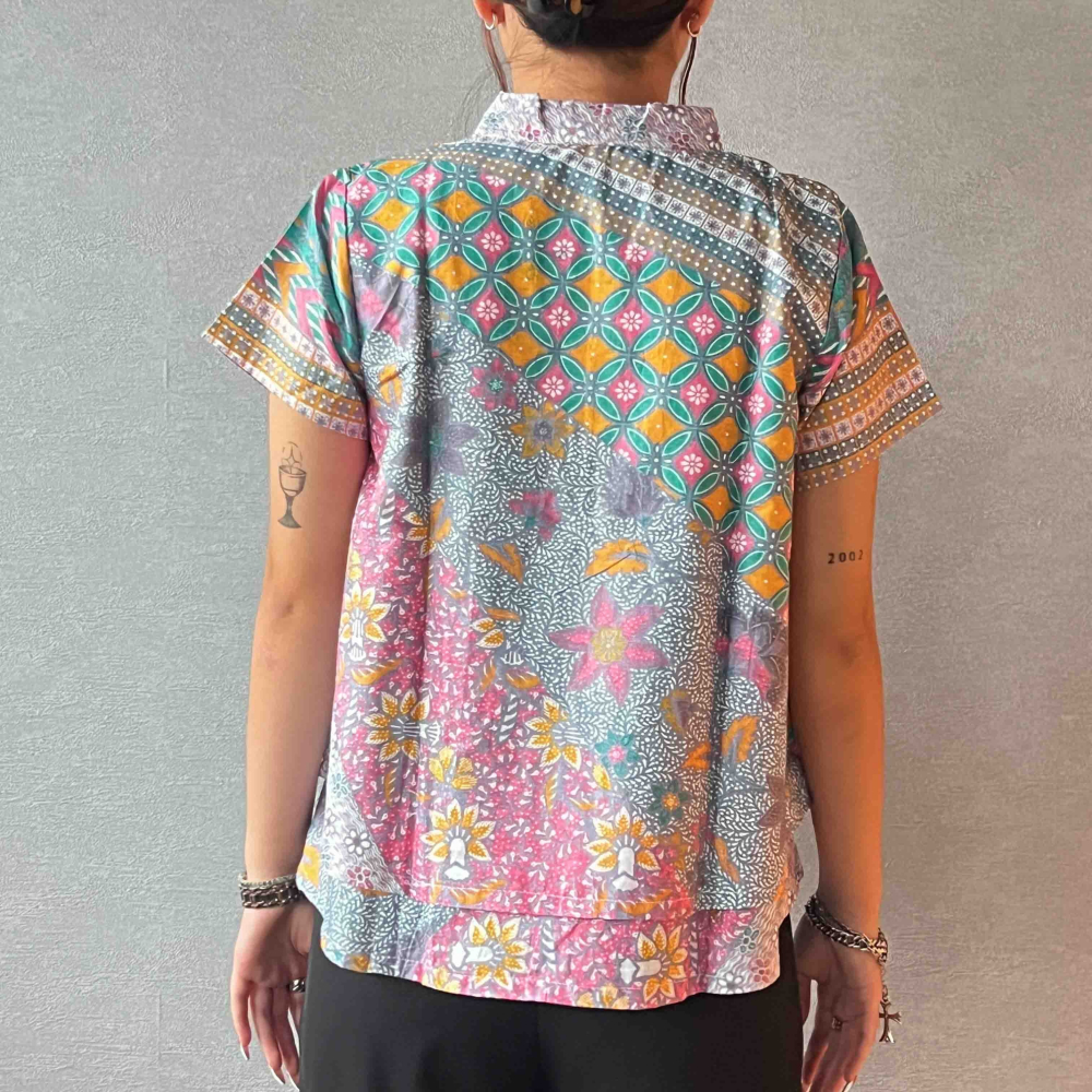 【INBATIC】KUSUMA - Pink Teal 粉紅青 - Batik Layered Top 雙層上衣-細節圖4