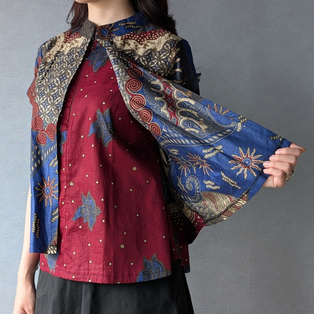 【INBATIC】KUSUMA - Blue Red 藍火焰 - Batik Layered Top 雙層上衣-細節圖3
