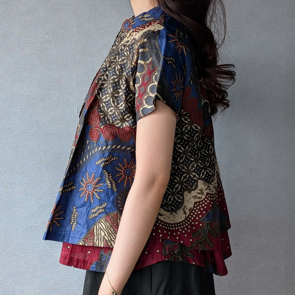 【INBATIC】KUSUMA - Blue Red 藍火焰 - Batik Layered Top 雙層上衣-細節圖4