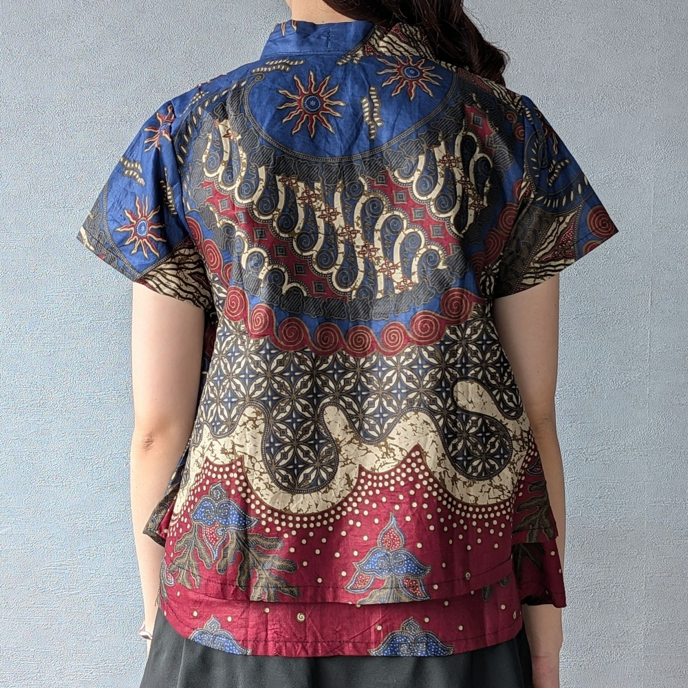 【INBATIC】KUSUMA - Blue Red 藍火焰 - Batik Layered Top 雙層上衣-細節圖5
