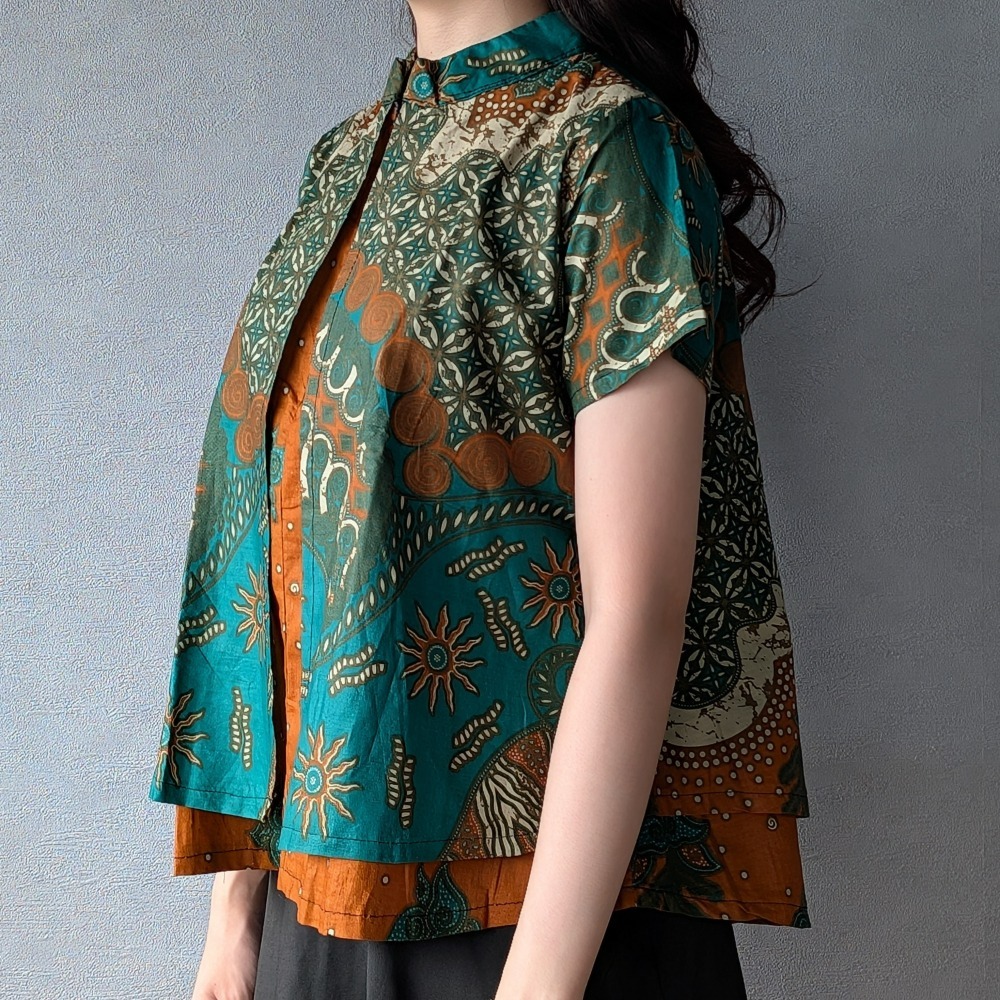 【INBATIC】KUSUMA - Green Carrot 紅蘿蔔 - Batik Layered Top 雙層上衣-細節圖2