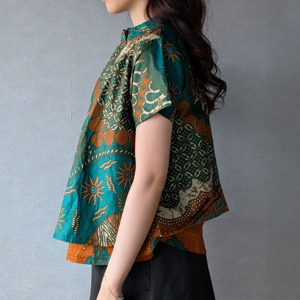 【INBATIC】KUSUMA - Green Carrot 紅蘿蔔 - Batik Layered Top 雙層上衣-細節圖4