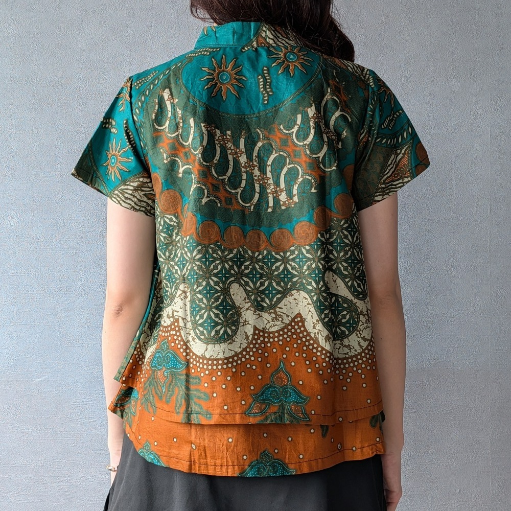 【INBATIC】KUSUMA - Green Carrot 紅蘿蔔 - Batik Layered Top 雙層上衣-細節圖5