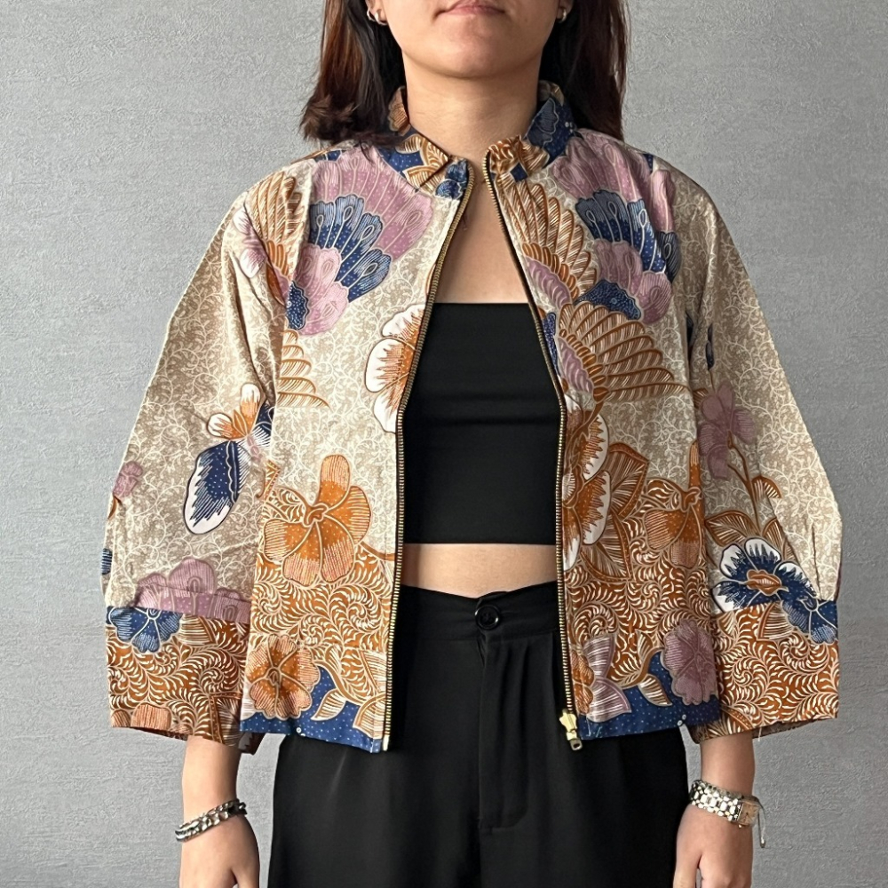 【INBATIC】YURA - BATIK OUTER 知性泡泡袖短外套 - Golden Blue II 金藍 II-細節圖2