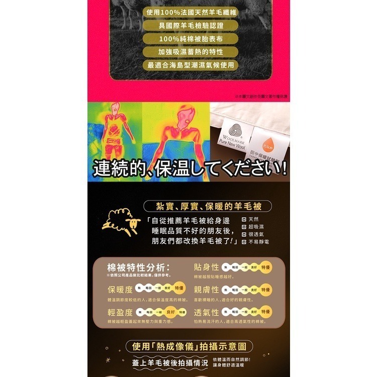 可超取 3.2kg 100%純羊毛被 400織精梳純棉表布 不竄毛 新款-細節圖4