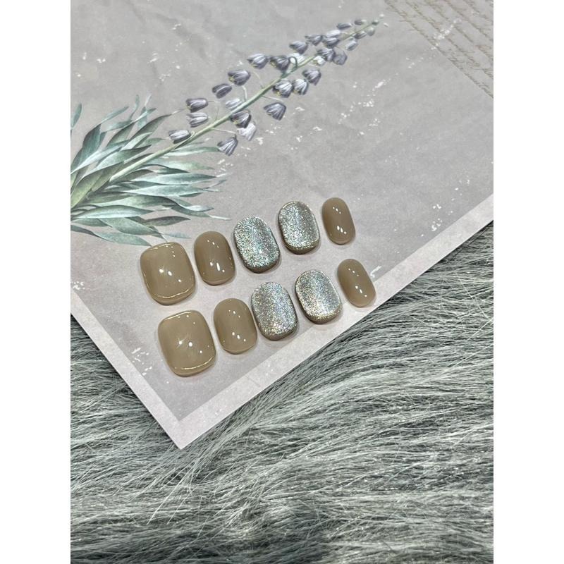 穿戴甲 手工穿戴甲 美甲 輕奢系列 低調淺咖貓眼 時尚百搭 上班族最愛B7-細節圖2