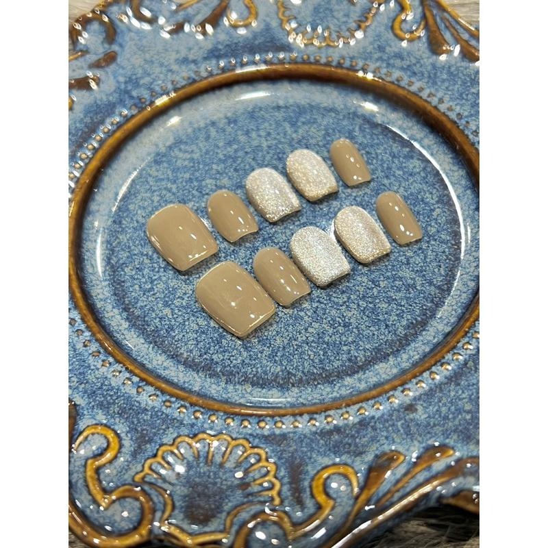 穿戴甲 手工穿戴甲 美甲 輕奢系列 低調淺咖貓眼 時尚百搭 上班族最愛B7-細節圖3