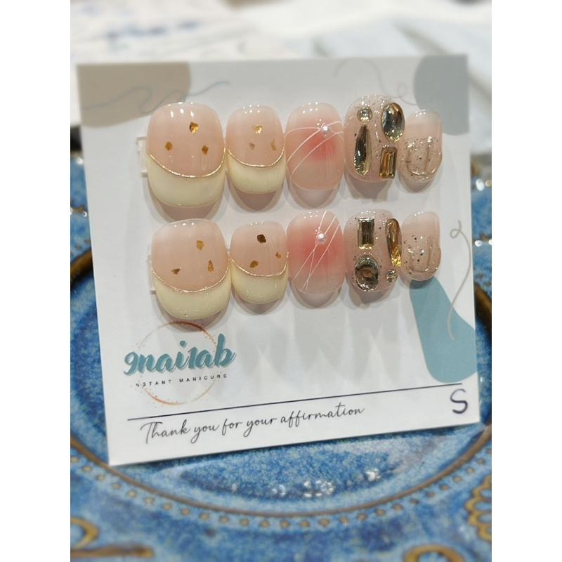 穿戴甲 手工穿戴甲 美甲 小資系列 奶油腮紅奶蓋 法式氣質L4-細節圖2