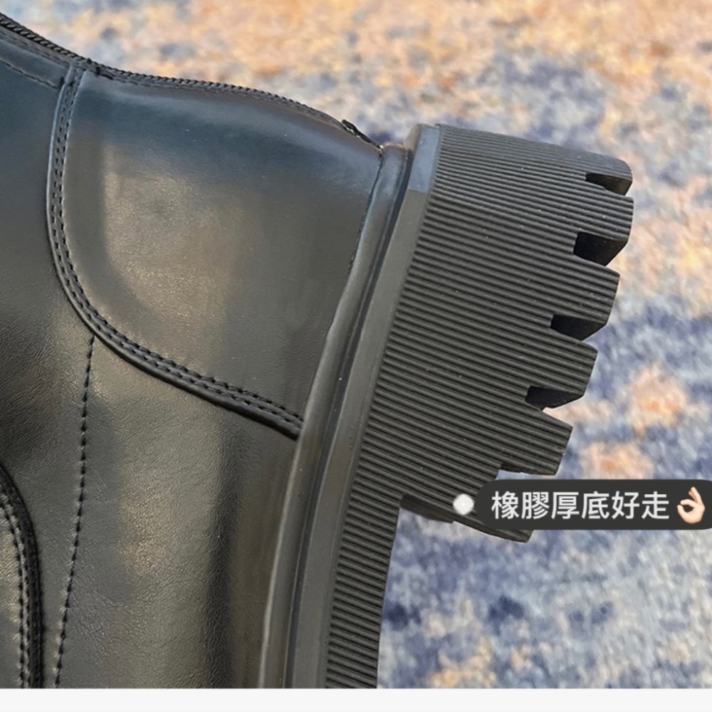 預購 胖腿友善 超推‼️小紅書 v口拉鍊騎士靴 馬靴 顯腿瘦腿直瘦腿靴 可加寬腿圍 厚底闆娘自留款 實穿照-細節圖3