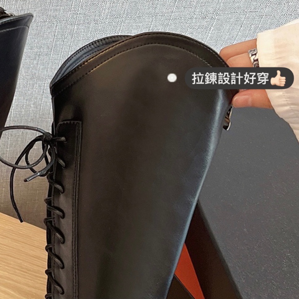 預購 胖腿友善 超推‼️小紅書 v口拉鍊騎士靴 馬靴 顯腿瘦腿直瘦腿靴 可加寬腿圍 厚底闆娘自留款 實穿照-細節圖4