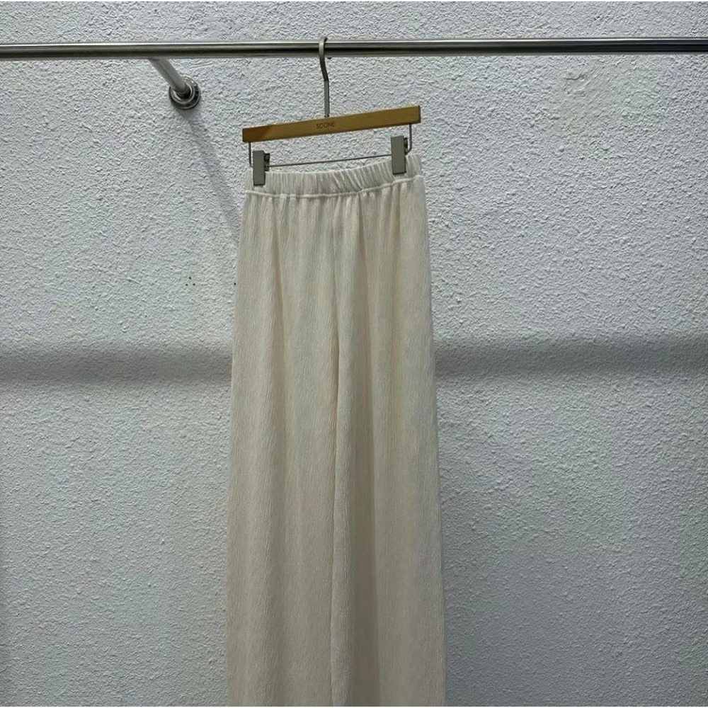 現貨 百元正韓 超顯瘦大長腿 彈性超好 拖地褲 休閒壓紋褲 舒適壓紋褲 直筒壓紋褲 4色-細節圖7