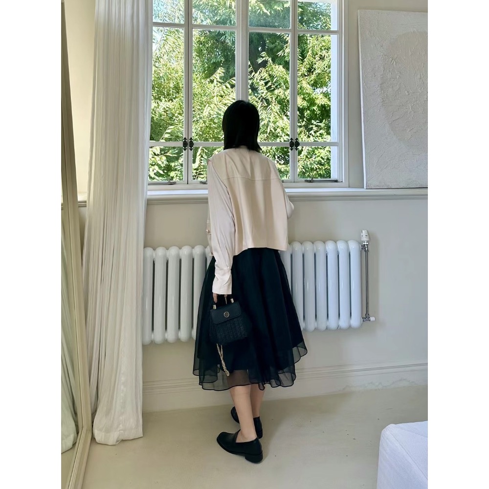 台中現貨⚡️百元正韓🇰🇷空運7折出清 大碼友善 挺版西裝外套背心大珍珠扣 下擺縮口 酒紅現貨 四季貴婦小香風-細節圖7