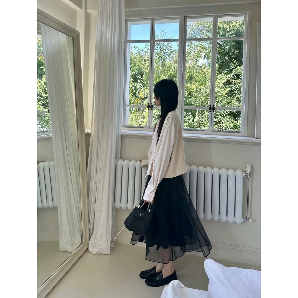 台中現貨⚡️百元正韓🇰🇷空運7折出清 大碼友善 挺版西裝外套背心大珍珠扣 下擺縮口 酒紅現貨 四季貴婦小香風-細節圖9