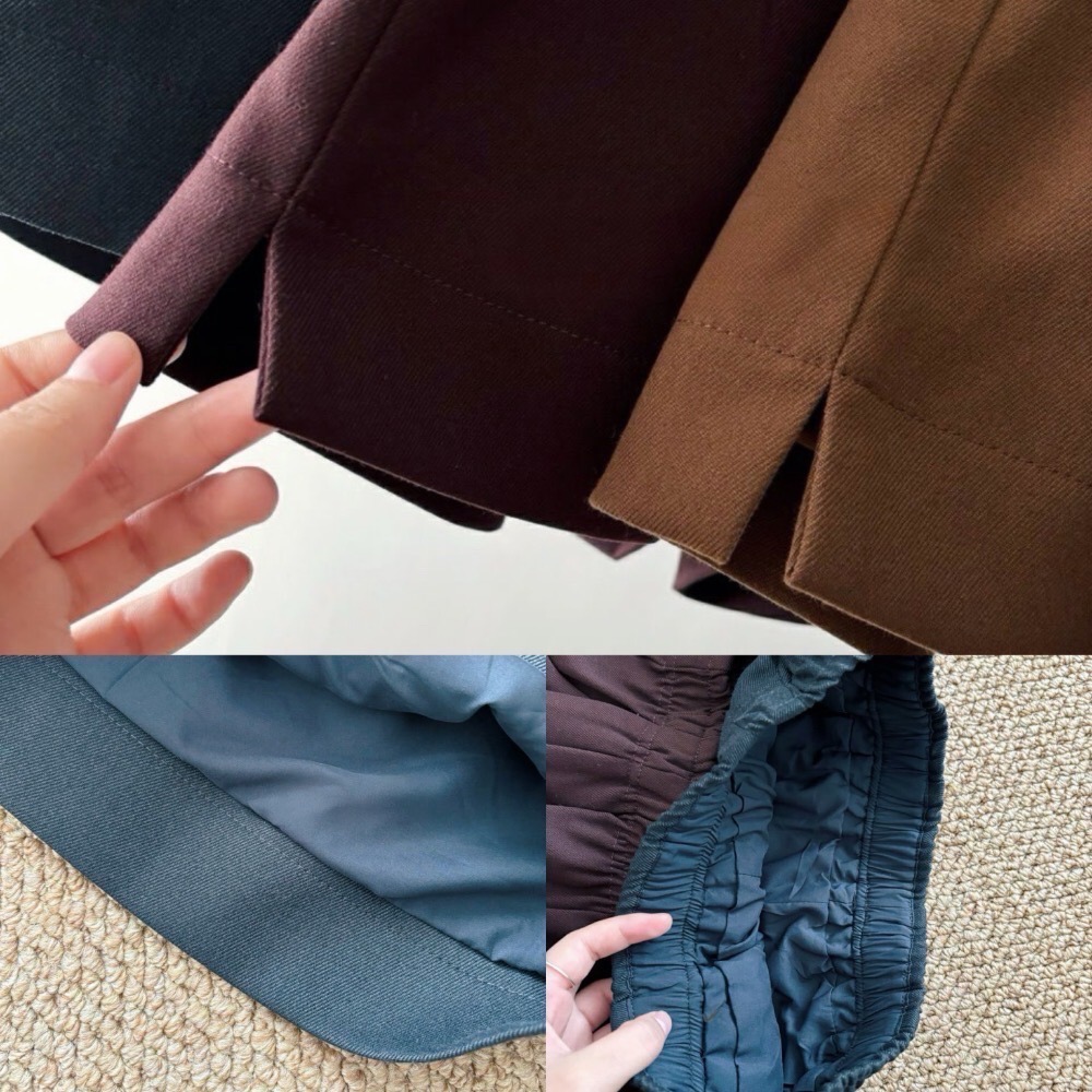 ［台中現貨⚡️］202512歐洲旅拍新品小資💘超百搭值得包色的A字顯瘦版型！彈性腰圍斜紋布下擺開叉短褲3色現貨-細節圖11