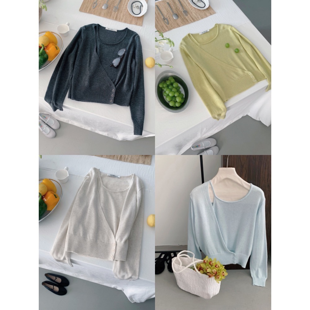 台中現貨⚡️簡約耐看單品 設計師款 不規則假兩件亞麻側扣套頭針織衫 削肩背心-細節圖10