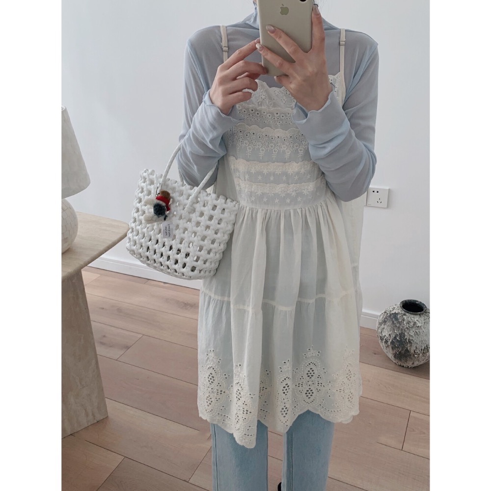 台中現貨⚡️韓系春夏必搭 彈性 超多色木耳邊堆堆領網紗長袖薄款上衣修身顯瘦打底衫-細節圖8