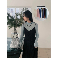 台中現貨⚡️韓系春夏必搭 彈性 超多色木耳邊堆堆領網紗長袖薄款上衣修身顯瘦打底衫