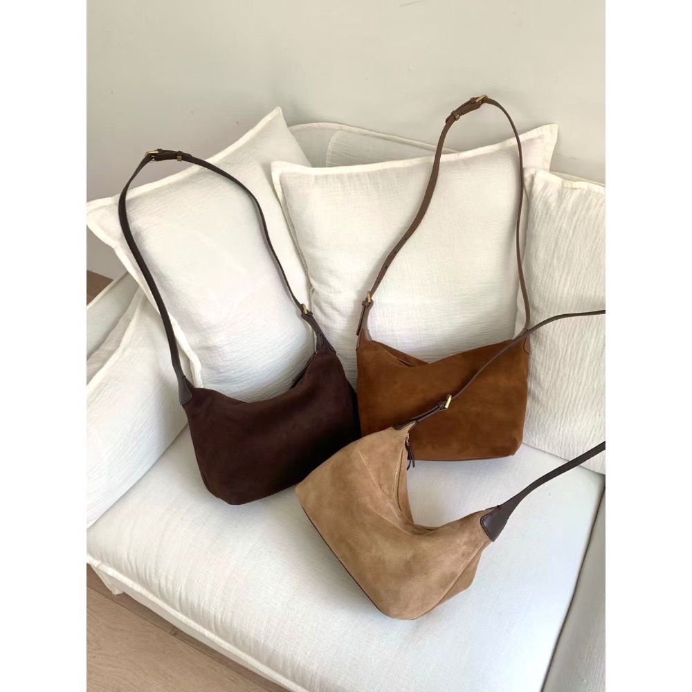 202509正韓🇰🇷麂皮多背法簡約hobo附長背帶 美拉德3色真皮包-細節圖10