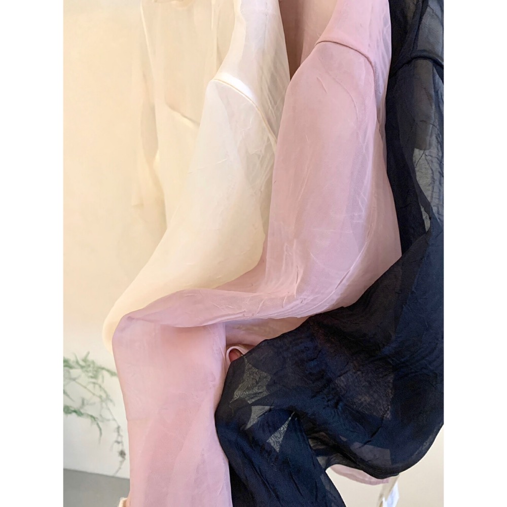 台中現貨⚡️氣質網紗罩衫花邊領滾邊罩衫若飲若現+吊帶背心兩件套套裝-細節圖3