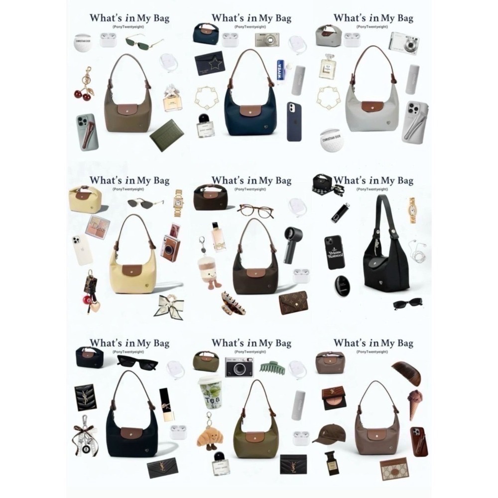 泰國Pony包品牌 小號MoYa 任2顆折100 尼龍材質/金釦/銀釦  掀蓋腋下包 多背法 手提/肩背/斜跨-細節圖5