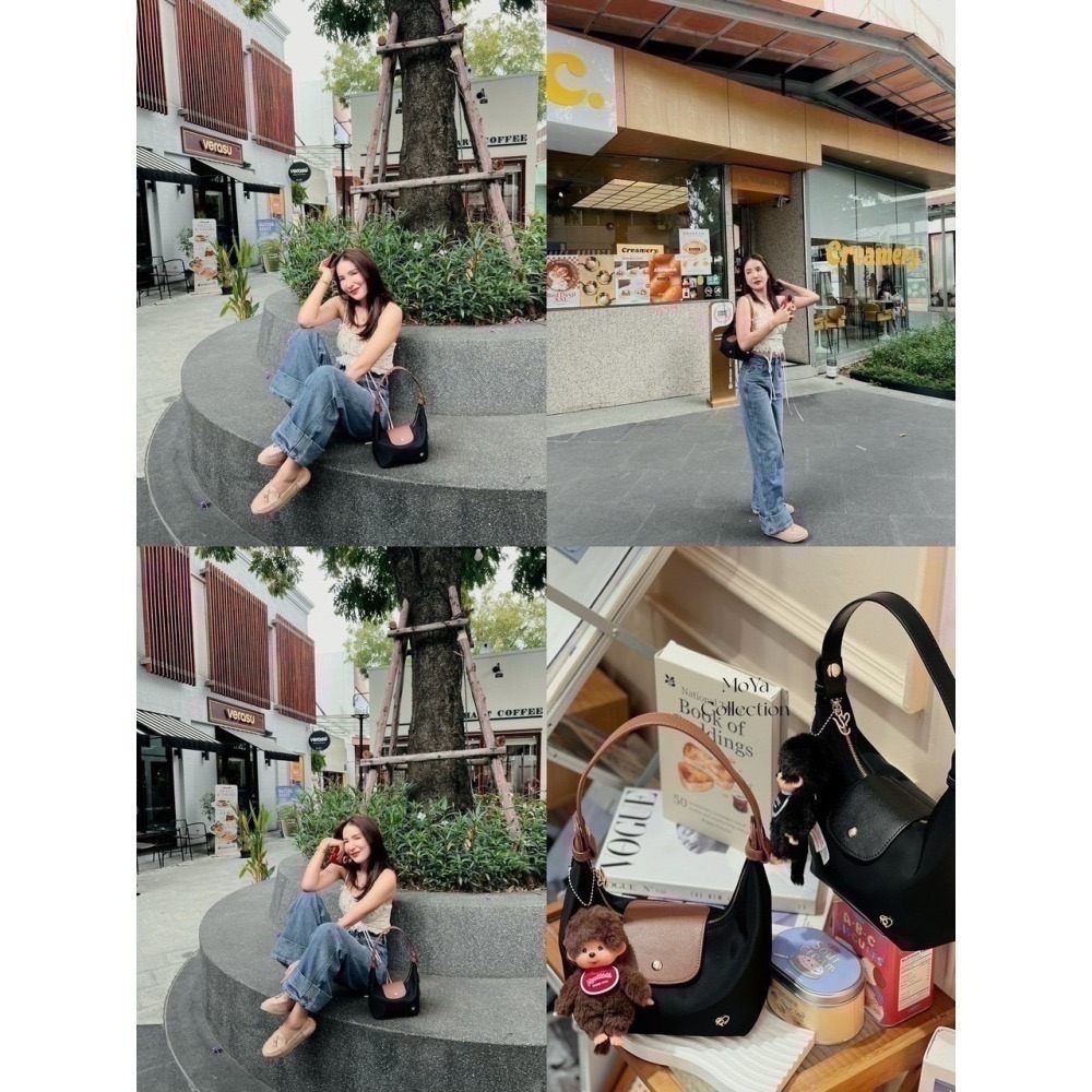 台中現貨 泰國Pony包品牌 小號MoYa 任2顆折100 尼龍材質/金釦/銀釦  掀蓋腋下包 多背法 手提肩背斜跨-細節圖11