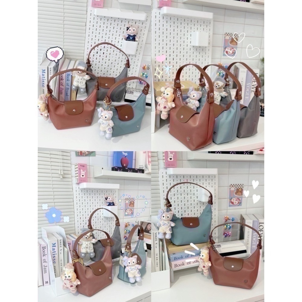 台中現貨 泰國Pony包品牌 小號MoYa 任2顆折100 尼龍材質/金釦/銀釦  掀蓋腋下包 多背法 手提肩背斜跨-細節圖7