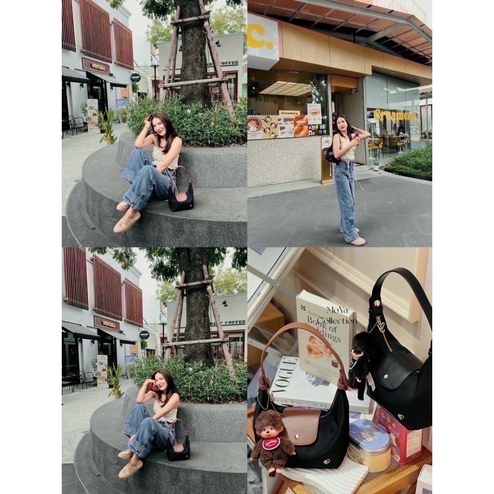 台中現貨 泰國Pony包品牌 小號MoYa 任2顆折100 尼龍材質/金釦/銀釦  掀蓋腋下包 多背法 手提肩背斜跨-細節圖11