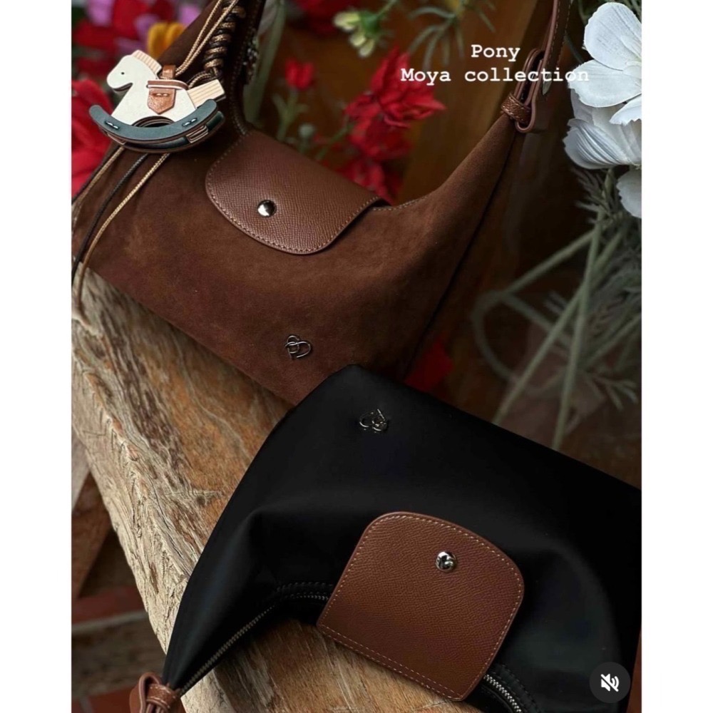 泰國Pony包品牌 小號MoYa 任2顆折100 麂皮材質 掀蓋腋下包 多背法 手提/肩背/斜跨-細節圖2