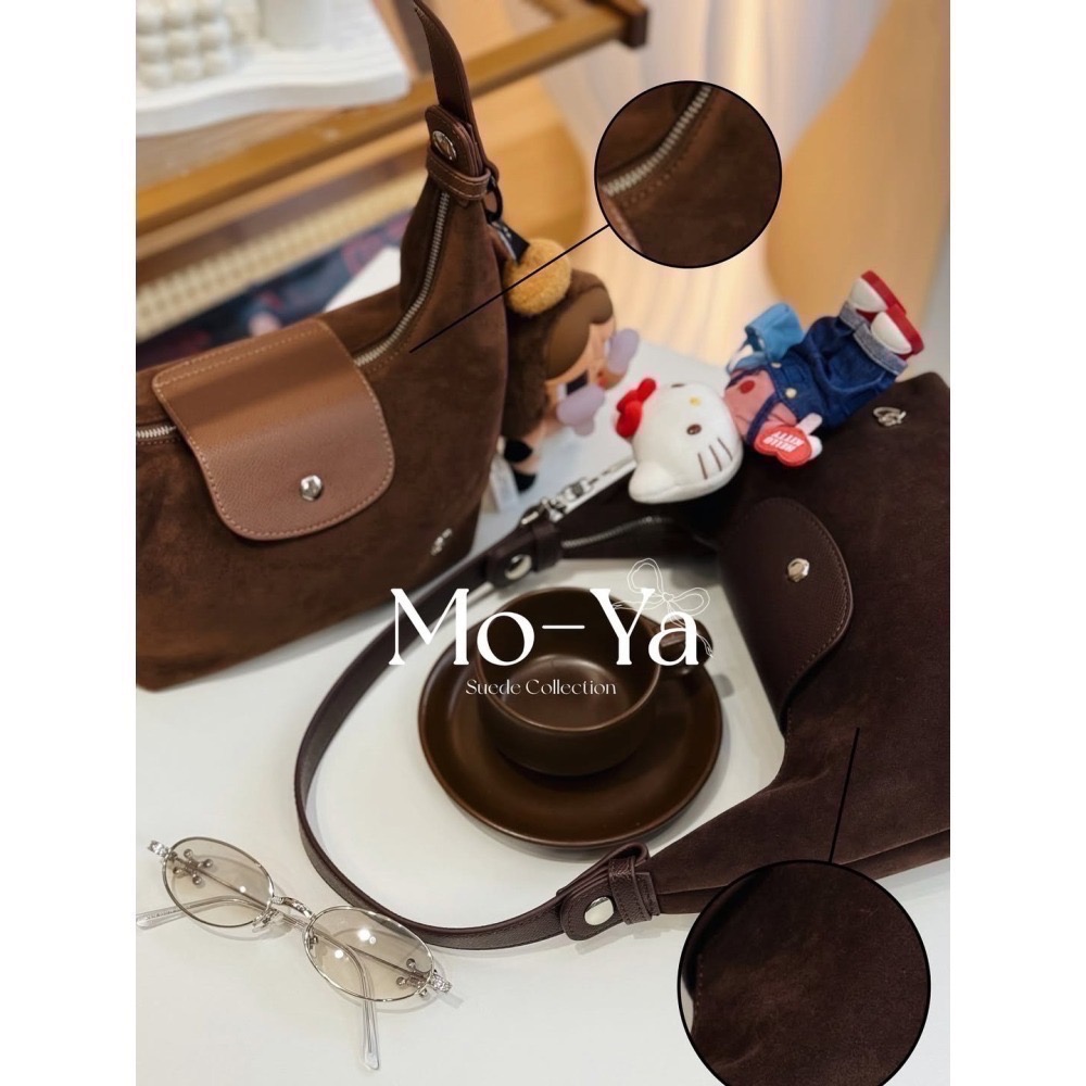 泰國Pony包品牌 小號MoYa 任2顆折100 麂皮材質 掀蓋腋下包 多背法 手提/肩背/斜跨-細節圖8