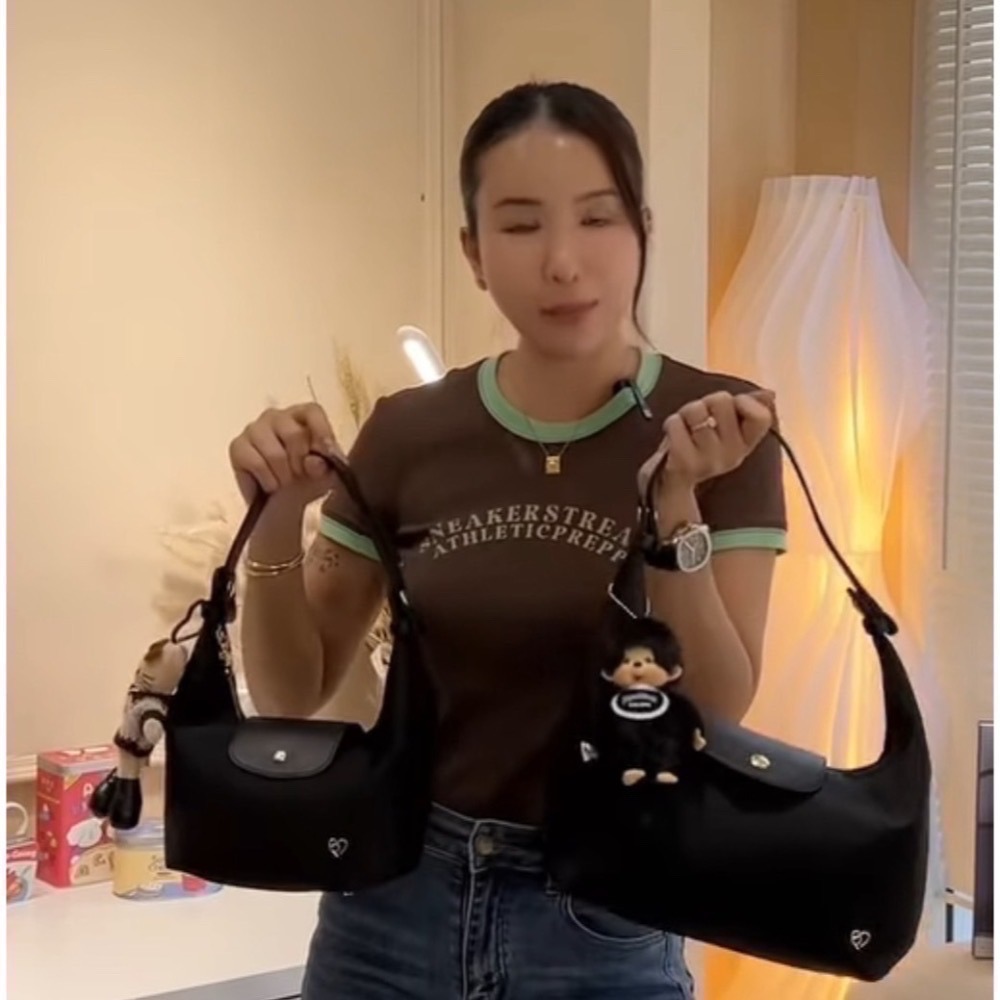 泰國Pony包品牌 大號MoYa 任2顆折100 尼龍材質/金釦 掀蓋腋下包 多背法 手提/肩背/斜跨-細節圖3