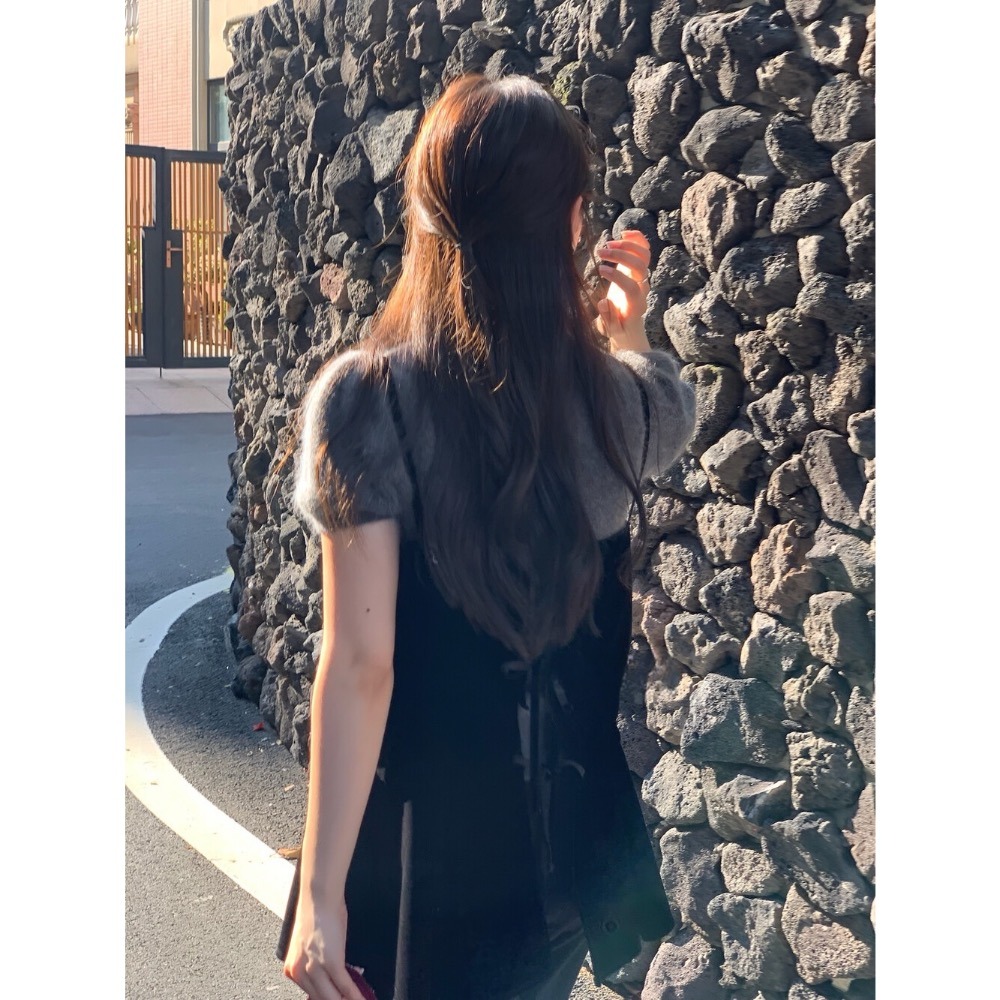 ［台中現貨⚡️］202511💘小資大胸友善🥰絲絨抽繩綁帶疊穿吊帶背心-細節圖2