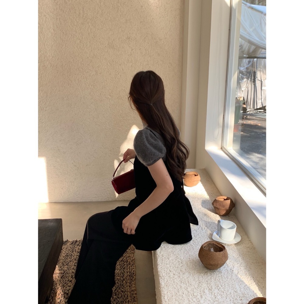 ［台中現貨⚡️］202511💘小資大胸友善🥰絲絨抽繩綁帶疊穿吊帶背心-細節圖5