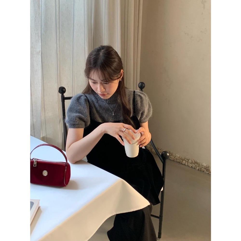 ［台中現貨⚡️］202511💘小資大胸友善🥰絲絨抽繩綁帶疊穿吊帶背心-細節圖6