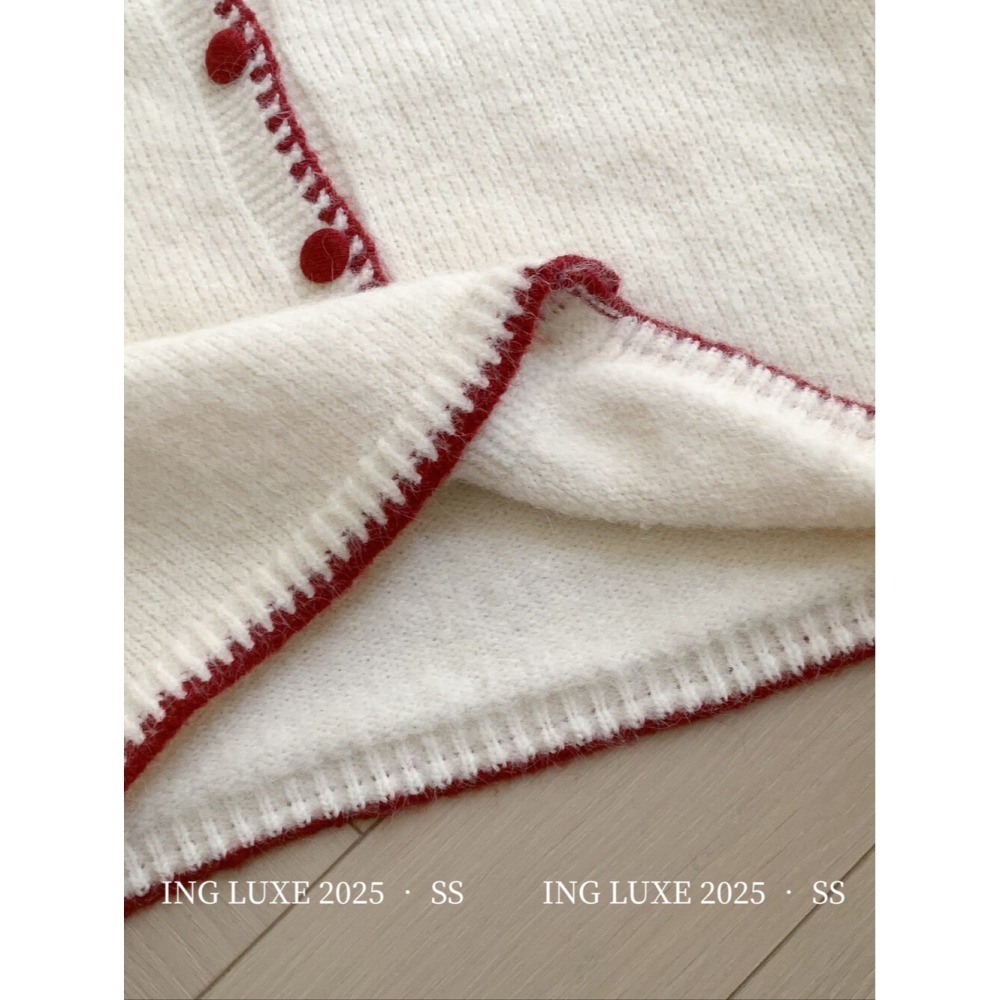 ［台中現貨⚡️202511小資💘撞色縫線外搭毛衣外套+脖圍套裝  3色-細節圖10