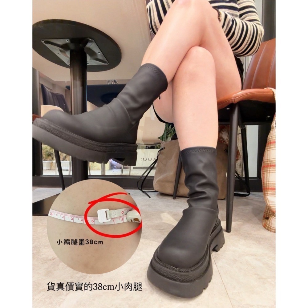 202512小資💘小編實穿包色 外銷韓國超舒服舒適厲害短靴 直接穿出女團長直腿~激瘦皮革厚底短靴36-40-細節圖2