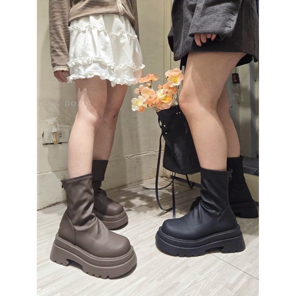 202512小資💘小編實穿包色 外銷韓國超舒服舒適厲害短靴 直接穿出女團長直腿~激瘦皮革厚底短靴36-40-細節圖9