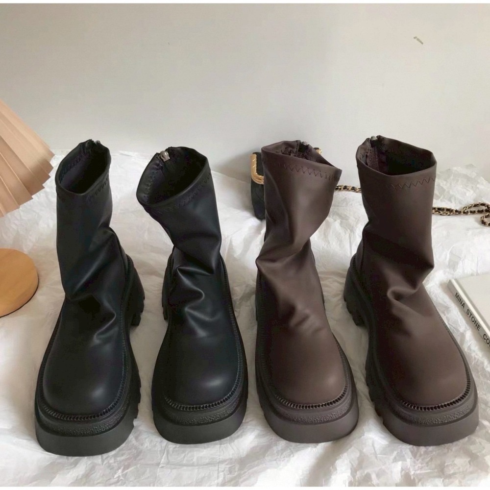 202512小資💘小編實穿包色 外銷韓國超舒服舒適厲害短靴 直接穿出女團長直腿~激瘦皮革厚底短靴36-40-細節圖11