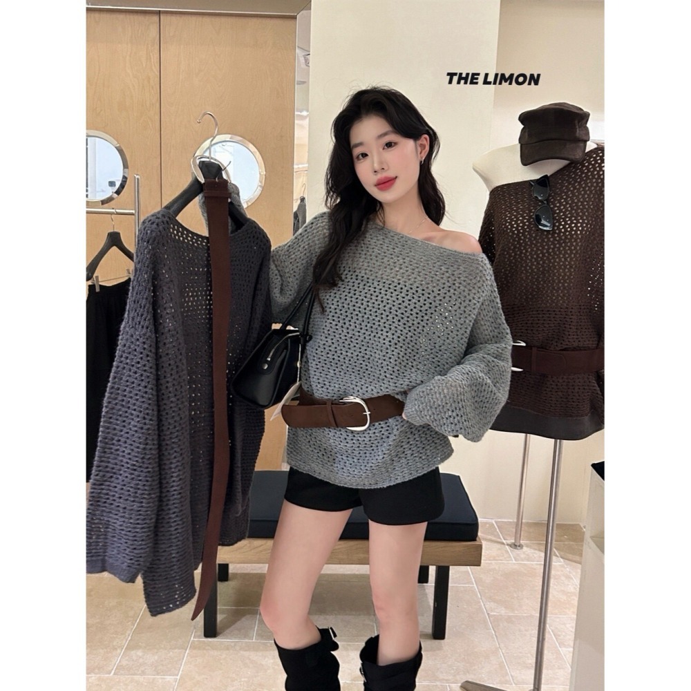 ［台中現貨⚡️］202511小資💘時髦女孩慵懶日常～鏤空編織長毛衣&腰帶  寬鬆又顯瘦~棉花糖懶人穿搭-細節圖5