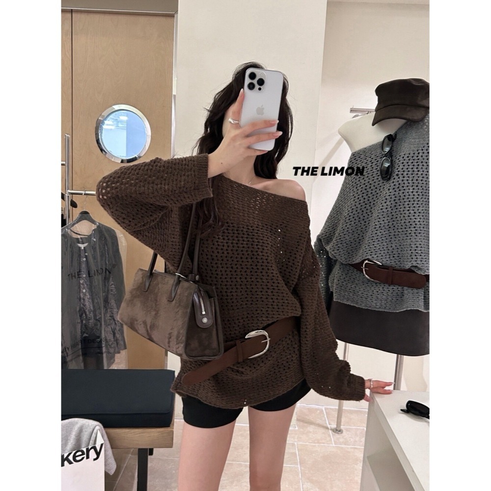 ［台中現貨⚡️］202511小資💘時髦女孩慵懶日常～鏤空編織長毛衣&腰帶  寬鬆又顯瘦~棉花糖懶人穿搭-細節圖6