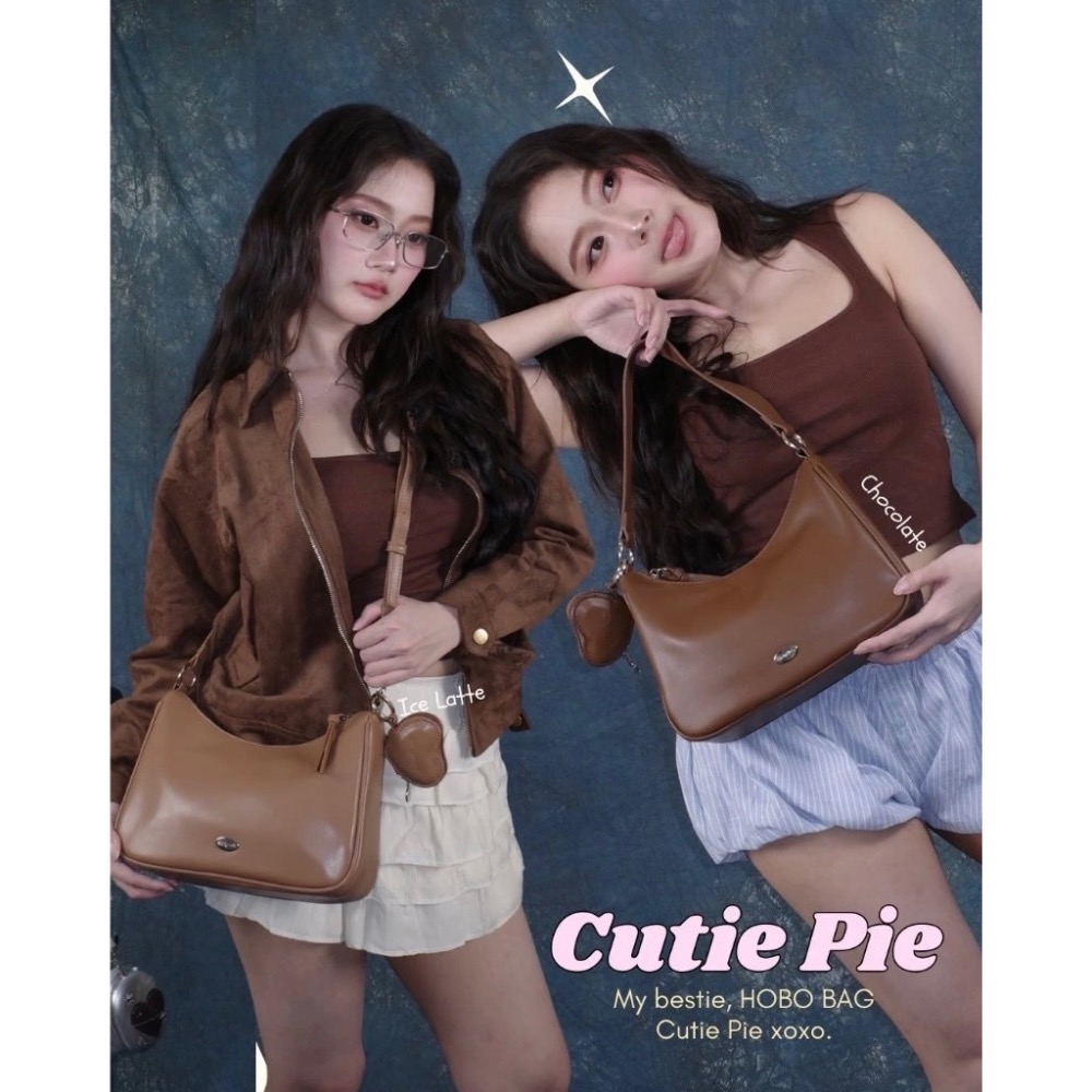 現貨 泰國8angles包品牌 cutie pie  送愛心小包 麂皮PU 拉鍊hobo腋下包 多背法-細節圖5