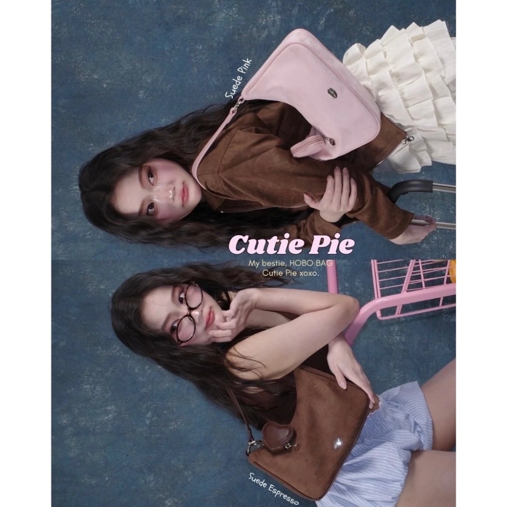 現貨 泰國8angles包品牌 cutie pie  送愛心小包 麂皮PU 拉鍊hobo腋下包 多背法-細節圖7