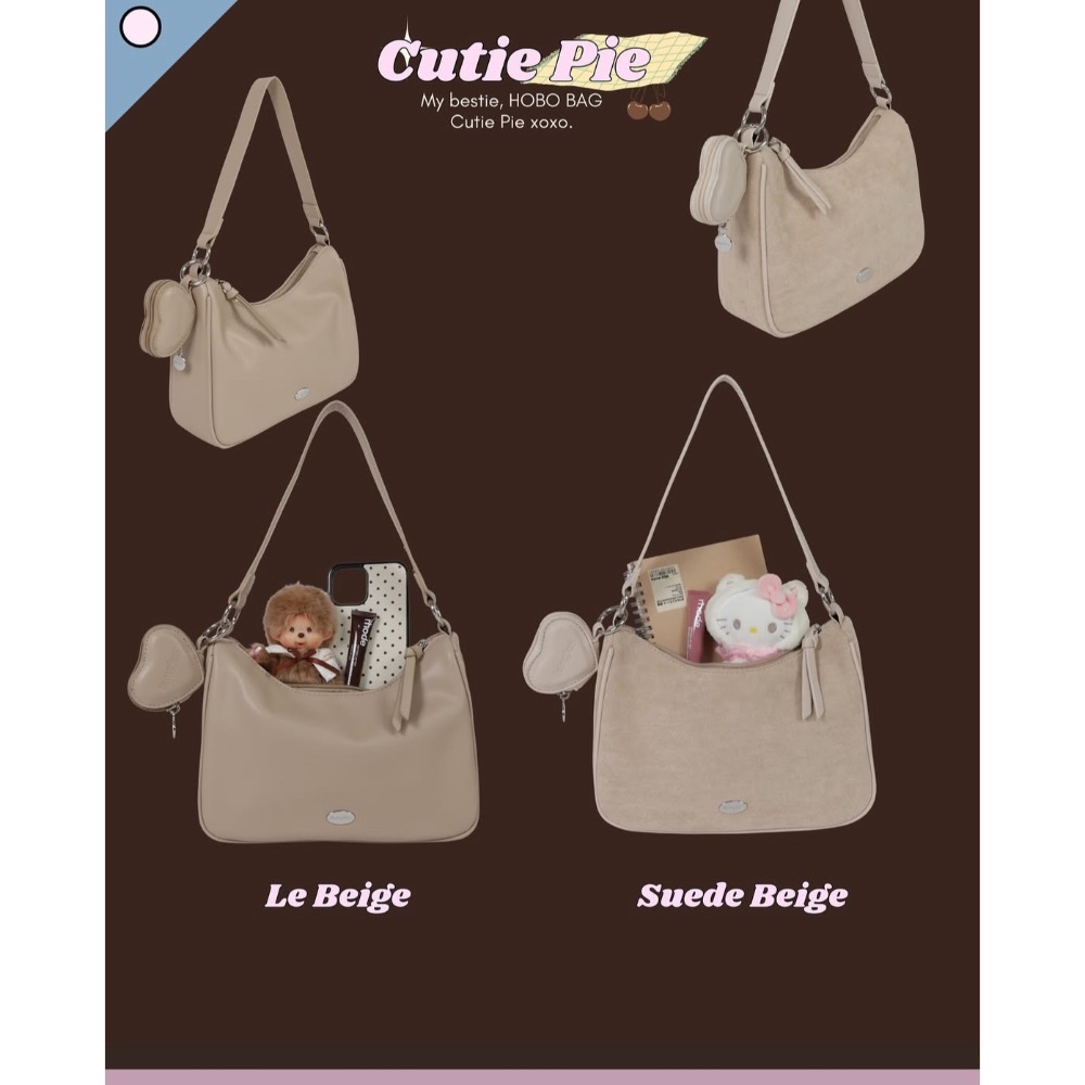 現貨 泰國8angles包品牌 cutie pie  送愛心小包 麂皮PU 拉鍊hobo腋下包 多背法-細節圖11