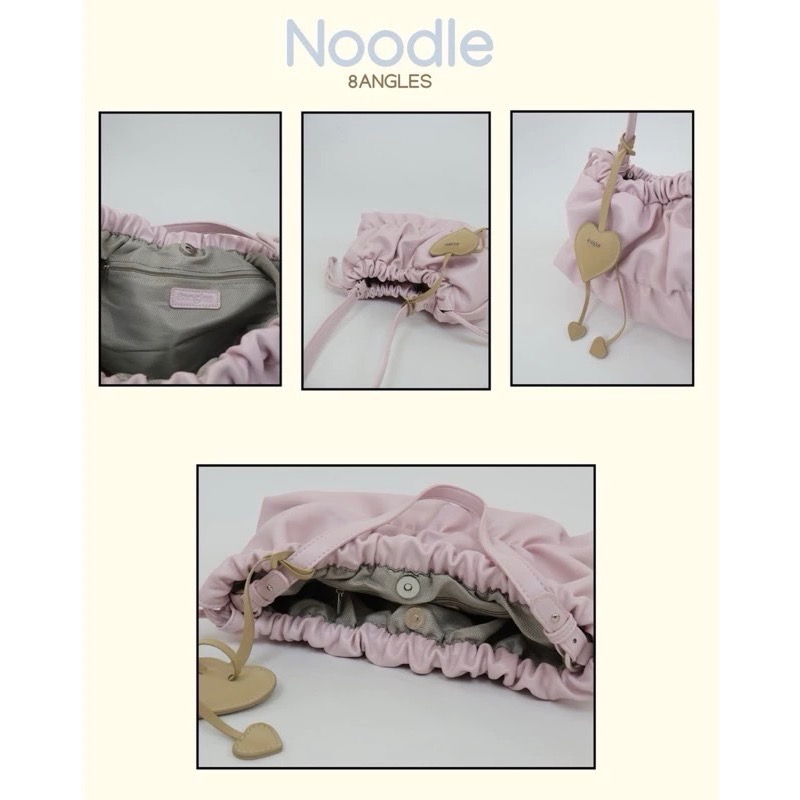 泰國8angles包品牌 Noodle 大容量 iPAID 送愛心掛飾 麂皮PU 拉鍊 雲朵包 餃子包-細節圖4