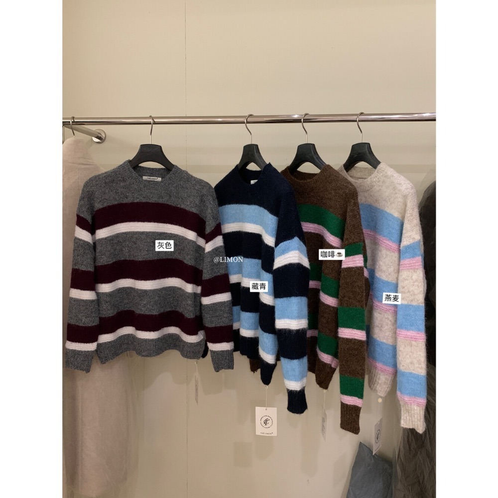 ［台中現貨⚡️］202511小資💘 冬日序曲～撞色條紋圓領毛衣 8％羊毛4色-細節圖2
