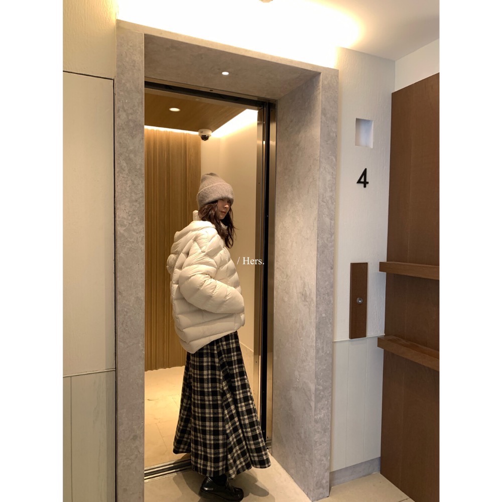 202512小資💘 簡約日常復古毛呢格子魚尾長裙半身裙 SML-細節圖4