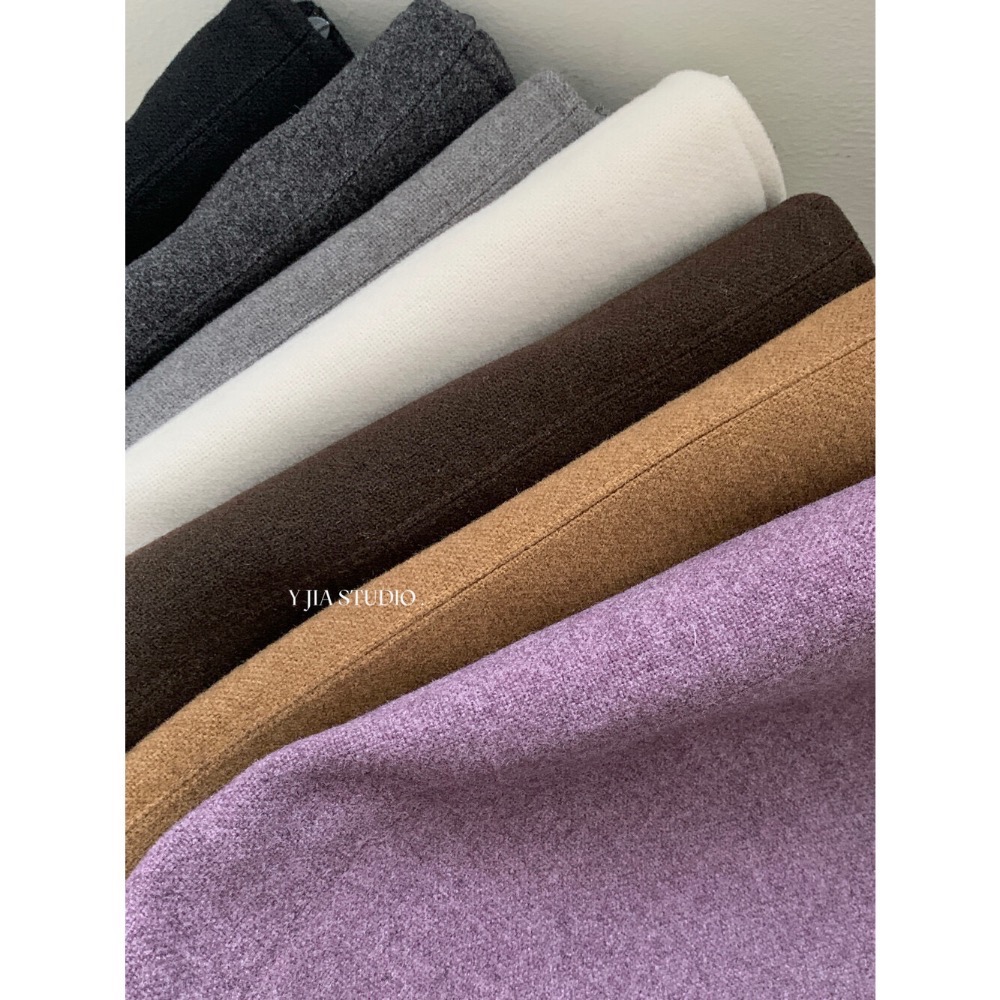 202512小資💘 百搭款 七色毛呢短裙～秋冬高腰顯瘦a字半身裙半身裙  SML-細節圖9