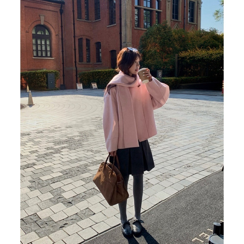 ［台中現貨⚡️］202512小資💘 學院風 冬日高級感格雷系毛呢高腰學院風百搭加厚百褶裙半身裙 SML-細節圖7