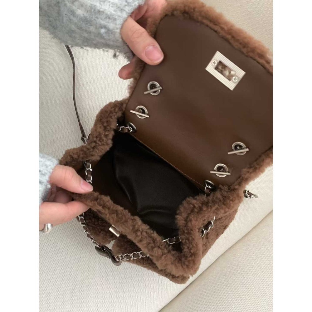 202511正韓🇰🇷小香風小羔羊雙肩包 皮穿鍊 多背法-細節圖10