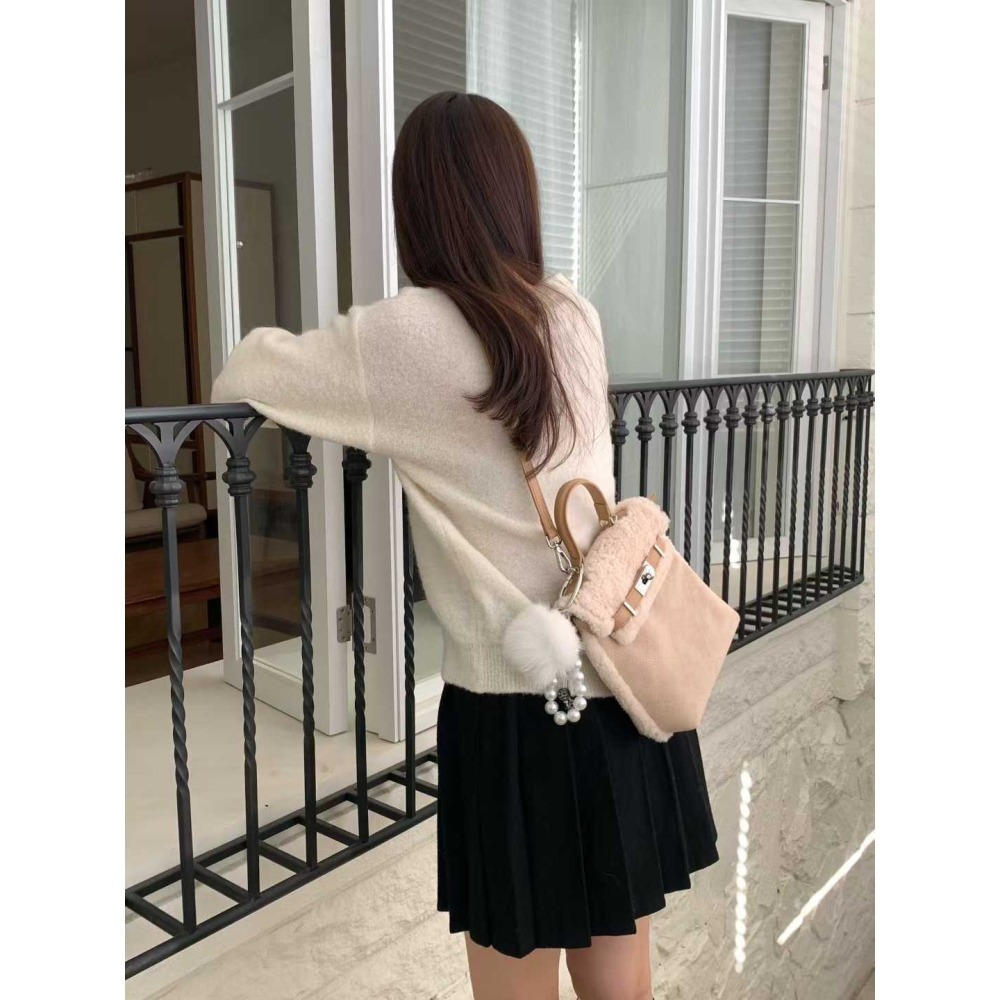 202511正韓🇰🇷麂皮菱格拼接小羔羊kelly扣多背法 後背包 手提斜跨後背-細節圖5