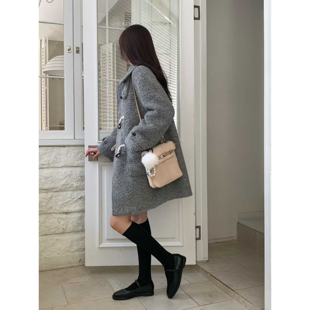 202511正韓🇰🇷麂皮菱格拼接小羔羊kelly扣多背法 後背包 手提斜跨後背-細節圖6